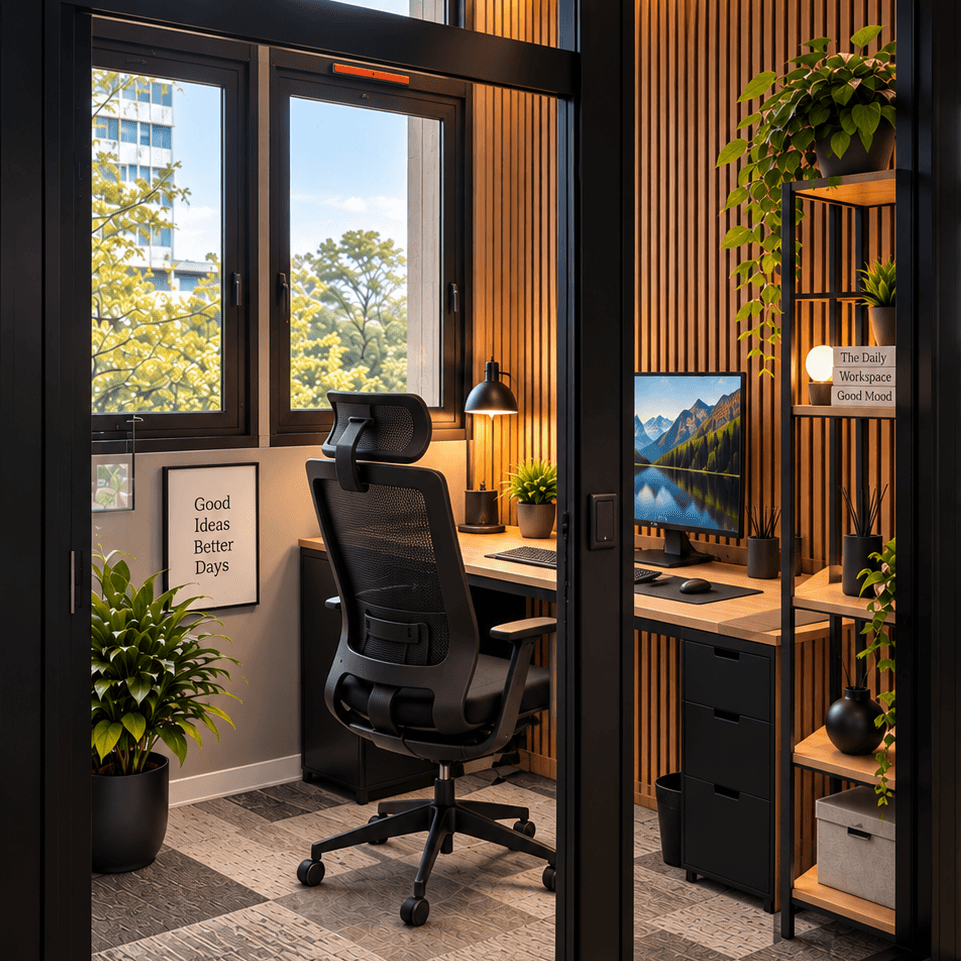 Stimmungsillustration: ausgestattetes Einzelbüro
